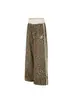 Pantalones casuales de punto de pierna ancha a rayas con estampado de leopardo estilo americano para hombres y mujeres, nueva colección otoño 2026, corte holgado, caída fluida, de largo hasta el suelo