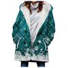 Abrigo trench de mujer nuevo de 2023 de venta caliente transfronteriza invierno engrosado estilo europeo y americano patrón navideño abrigo con capucha lote