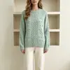 Outono e Inverno Transfronteiriço Novo Elegante Gola Redonda Malha Top Versão Coreana Redutor de Idade Estilo Preguiçoso Pulôver Roupa Exterior