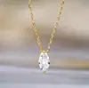 Colar de Zircônia Marquise em Prata de Lei S925 para Mulheres, Corrente de Clavícula Versátil Minimalista de Nicho Atacado