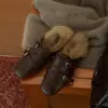 Primer Encuentro Temporada 2026 Otoño Nuevas Pantuflas de Piel con Puntera Brogue Británica Retro para Usar Afuera
