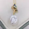 Collar de Perla Barroca Cuadrada de Agua Dulce Natural con Colgante de Perla de Abulón Natural Mariposa Venta al por Mayor desde Zhuji