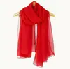 Novo Estilo Lenço de Seda Feminino, Xale de Proteção Solar, Toalha de Praia Longa Vermelha, Lenço de Chiffon Liso, Atacado Específico para Dança para Mulheres
