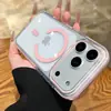 Adecuado para funda de teléfono móvil Iphone18Promax, Succión Magnética Bicolor de Cristal de Hielo Transparente, Funda Protectora Anticaídas con Airbag para Apple 17 16