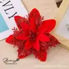 Flores Artificiales de Alta Gama Más Vendidas Transfronterizas, Flores Navideñas Doradas de Tres Capas Tridimensionales, Decoraciones para Árbol de Navidad, Decoraciones para Guirnaldas al por Mayor