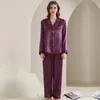 Pantalones Largos de Manga Larga para Mujer Transfronterizos Set de Pijama de Seda Helada Estilo Primavera y Otoño Ropa de Casa para Mujer Primavera y Verano Tela de Satén