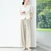 Conjunto de Verano de Dos Piezas de Satén de Alta Gama para Mujer, Talla Petite, Conjunto de Camisa Corta Adelgazante que Ceñe la Cintura y Pantalones Rectos Fluidos