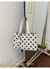 Bolso de un solo hombro para estudiantes mujeres, para clase y uso casual, gran capacidad, bolso de mano, estilo coreano, simple, lunares, bolso de lona, correa de hombro ancha, transfronterizo