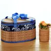 Caixa de Presente de Cesta de Bambu, Caixa de Embalagem Zongzi para o Festival do Barco-Dragão, Caixa de Presente de Bolo da Lua de Caranguejo para o Festival do Meio Outono, Ovos e Produtos Locais Especiais