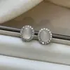 Pendientes de Diamante Blanco Natural y Calcedonia Verde Zirconia 5A para Mujer, Estilo de Lujo Ligero Nicho Gama Alta Pendientes 2026