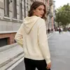 Novo Cardigã de Botão Tricotado de Manga Longa com Capuz para Comércio Exterior Transfronteiriço Europeu e Americano Top de Cor Sólida Roupa de Exterior Feminina Moda Casual