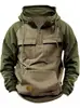 Primavera y Otoño Europeo y Americano Nuevo Hombre Hombro Manga Media Cremallera Media Ropa de Trabajo Deportiva Multibolsillo Con Capucha de Moda Con Capucha