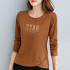 3355 # (Foto Oficial) Camiseta de Algodão Puro de Manga Longa para Mulheres no Verão Slim Fit Camiseta Assimétrica (95% Algodão 5% Elastano)