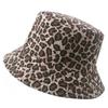 Chapéu de Verão com Estampa de Leopardo Dupla Face Chapéu de Balde da Moda Estilo Japonês Retro Protetor Solar Chapéu de Pescador Rosto da Moda Mostrando Chapéu Pequeno
