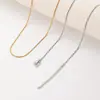 Colar Europeu Corrente de Cobra Redonda Flash Corrente de Clavícula de Luxo Leve Moda de Ponta Corrente Simples Lisa Colar Empilhável Unissex