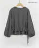 Camisa Top Versátil para Mujer, Estilo Coreano de Principios de Primavera, Sencilla y Chic, Diseño de Nicho con Volantes de Doble Capa, Cintura con Cordón, Para Usar en Capas