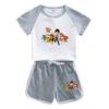 Traje de manga corta para niño y niña del equipo Wangwang, verano dulce estilo occidental, nuevo traje casual de dos piezas de shorts para niña