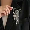 Broche de coração com corrente multicamadas de pérolas artificiais estilo ins transfronteiriço europeu e americano, pino de terno e tornozeleira de design exclusivo