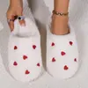 Nuevas Zapatillas de Felpa con Cabeza de Corazón Talla Grande para Mujer Invierno Cálidas de Interior Zapatos de Casa de Peluche de Moda Versátiles Zapatillas de Algodón