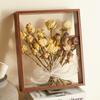 Moldura de Exibição de Vidro Dupla Face Oca Moldura de Foto de Flor Seca DIY Feita à Mão Flor Imortal Rosa Moldura de Armazenamento Casa Criativa
