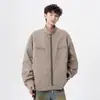Jaqueta Harrington de Lona Pesada Lavada Masculina Primavera e Outono Marca Tendência High Street Bonita Gola Alta Jaqueta de Trabalho 2025