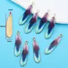 DIY aleación gota de aceite impresión a color pluma accesorios de joyería aretes aretes collar decoración colgante colgante W317