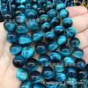 Pulsera de cuentas sueltas de piedra ojo de tigre azul grado 7A fundido Ming al por mayor, pulsera de cuentas redondas de piedra transparente tigre, accesorios de joyería DIY
