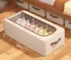 Caja de Zapatos de Algodón y Lino Transparente - Organizador de Almacenamiento Debajo de la Cama con Diseño a Prueba de Polvo