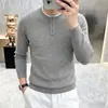 Nuevo Suéter de Cuello Redondo Estilo Old Money para Hombre, Moda Otoño e Invierno Cómodo Tejido de Punto de Color Sólido, Top Básico Holgado Casual
