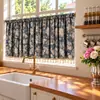 Cortinas Florales Estilo Retro Francés Americano Dormitorio Sala de Estar Balcón Ventana Saliente Cocina Cortinas Blackout Media Cortinas Cortinas de Puerta Cortinas Pequeñas Cortas