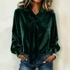 Ropa Femenina Transfronteriza Europea y Americana Otoño/Invierno 2026 Nuevo Terciopelo Diseño de Moda Sentido Cinta Top Femenino Camiseta de Color Sólido