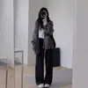 Otoño e Invierno 2025 Nuevo Estilo Coreano Cárdigan de Punto Holgado para Mujer Estilo Perezoso Color Sólido Pantalones con Bolsillo de Solapa Chaqueta Suéter Elegante Ropa para Mujer