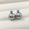 Pendientes Clásicos de la Princesa Diana Perla Shijia Imitación Aurora Agua de Mar Akoya Plata de Ley Zirconia Pendientes Aguja de Plata 925