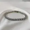 Pulsera de Tenis Unisex de Acero de Titanio con Circonita Sintética, Estilo Europeo y Americano Transfronterizo, Incrustada con Diamantes de Circonita Ultra Brillantes, Moda de Lujo Ligero