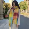 Bufanda de Cuadros Transfronteriza Nueva Estilo Europeo y Americano Bloque de Color para Mujer Bufanda de Punto Suave Cera Cálida Otoño e Invierno Nórdico Cuadros de Color Contrastante