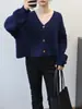 Nuevo Cárdigan de Punto Corto Retro Retorcido con Cuello en V, Estilo Holgado Perezoso, Suéter Suave para Mujer, Otoño e Invierno 2025