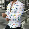 Camisa masculina de manga comprida, camisa estampada da moda, corte justo, nova moda em vestuário masculino transfronteiriço