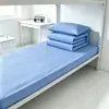 Conjunto de Lençol e Capa de Edredom de Três Peças, Algodão Puro, Capa de Edredom Azul Chama Resistente ao Fogo, Colcha para Uso em Dormitório, Conjunto de Roupa de Cama de Seis Peças
