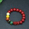 Pulsera de Arena de Cristal Cinabrio Granular Pixiu Cinco Dioses de la Riqueza Pulsera Año de la Vida Esta Pulsera para Hombres y Mujeres Suministro en Vivo