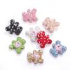 Colorido oso de corazón de cerámica suave con incrustaciones de diamantes, cuentas de agujero recto, collar DIY, pulsera de cuentas, accesorios para llavero