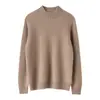 Camisa base de tricô 100% cashmere para mulheres, mangas largas, estilo grosso, novo modelo outono e inverno, gola semi-alta, top macio e de cor sólida