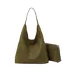 Bolsa tote tecida de cor sólida de alta qualidade para mulheres, grande capacidade, alça de ombro larga, bolsa de ombro única, simples, para o dia a dia, versátil, bolsa feminina retrô