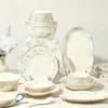 Conjunto de louças de cerâmica estilo francês, pratos e tigelas pintados sob o esmalte, adequado para uso doméstico, incluindo tigelas de arroz, tigelas de sopa e pratos de peixe, seguro para lava-louças, ideal como presente de inauguração de casa, disponível para atacado