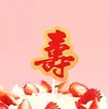 Decorações de Bolo de Aniversário da Moda para Avós: Pêssego da Longevidade, Leque Dobrável, Bambu e Velas de Aniversário para Idosos