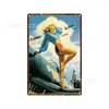 Pintura personalizada en hojalata, artesanía artística para sala de estar estilo americano, pintura en hojalata de póster de mujer sexy, letrero de hojalata