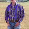 Fábrica de origen comercio electrónico transfronterizo camisa de manga larga para hombre con solapa cárdigan de un solo botón impresión digital 3D sublimación