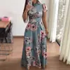 WISH Amazon Colección Otoño 2026: Vestido Largo Estampado Floral de Manga Corta Estilo Europeo y Americano para Mujer