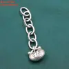 Plata de ley S925 carácter Xi murciélago flor pequeña Cola de hoja cadena con cadena vintage desgastada cadena de extensión material hecho a mano DIY
