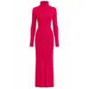 Vestido Largo de Punto de Cuello Alto para Mujer de Navidad y Año Nuevo amazon Vestido Elástico de Canalé Vestido para Fiesta Navideña