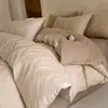 Novo Conjunto de Luxo Leve Jacquard 100% Algodão de Quatro Peças Roupa de Cama 100% Algodão Lençol Universal para Todas as Estações Capa de Edredom Fronha Conjunto de Três Peças Lençol com Elástico